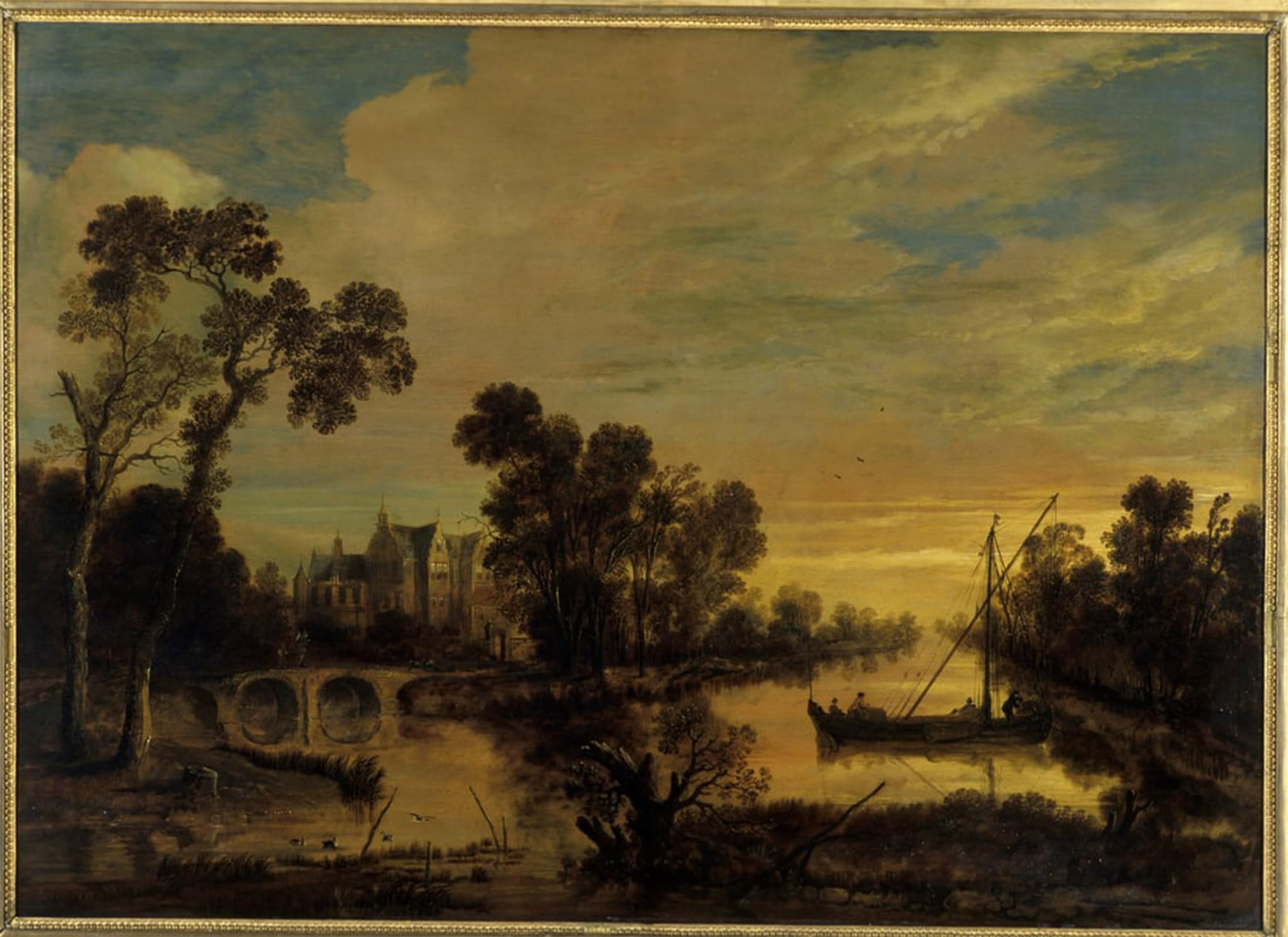 Serendipitp No Frame Abstract Painting Mural Print Picture Wall Decor Painting Landscape With Canal By Aert Van Der Neer Vintage Wall Artwork For Home Decor 60X90cm