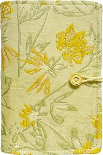 Flower Embroidery Refillable Journal, A6 Binder 6 Ring, Small Refillable Notebook, Sketchbook, Travel Diary for Women, Teen Girl Gifts, Yellow Golden Bell, Budget Binder, Planner Binder