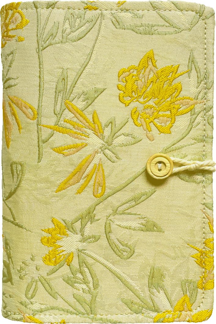 ipoul Flower Embroidery Refillable Journal, A6 Binder 6 Ring, Small Refillable Notebook, Sketchbook, Travel Diary for Women, Teen Girl Gifts, Yellow