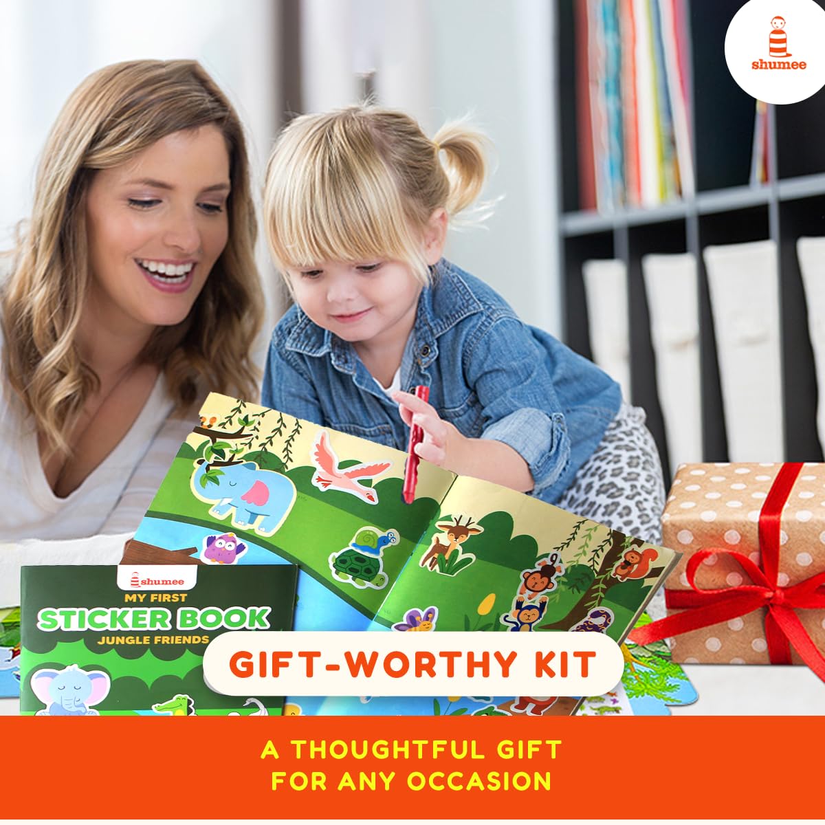 Shumee Jungle Adventure Sticker Book | 180+ Reusable Stickers with 8 Fun Scenes & 2 Seek and Find | Perfect for Kids 2-5 Years - Image 5 thumbnail