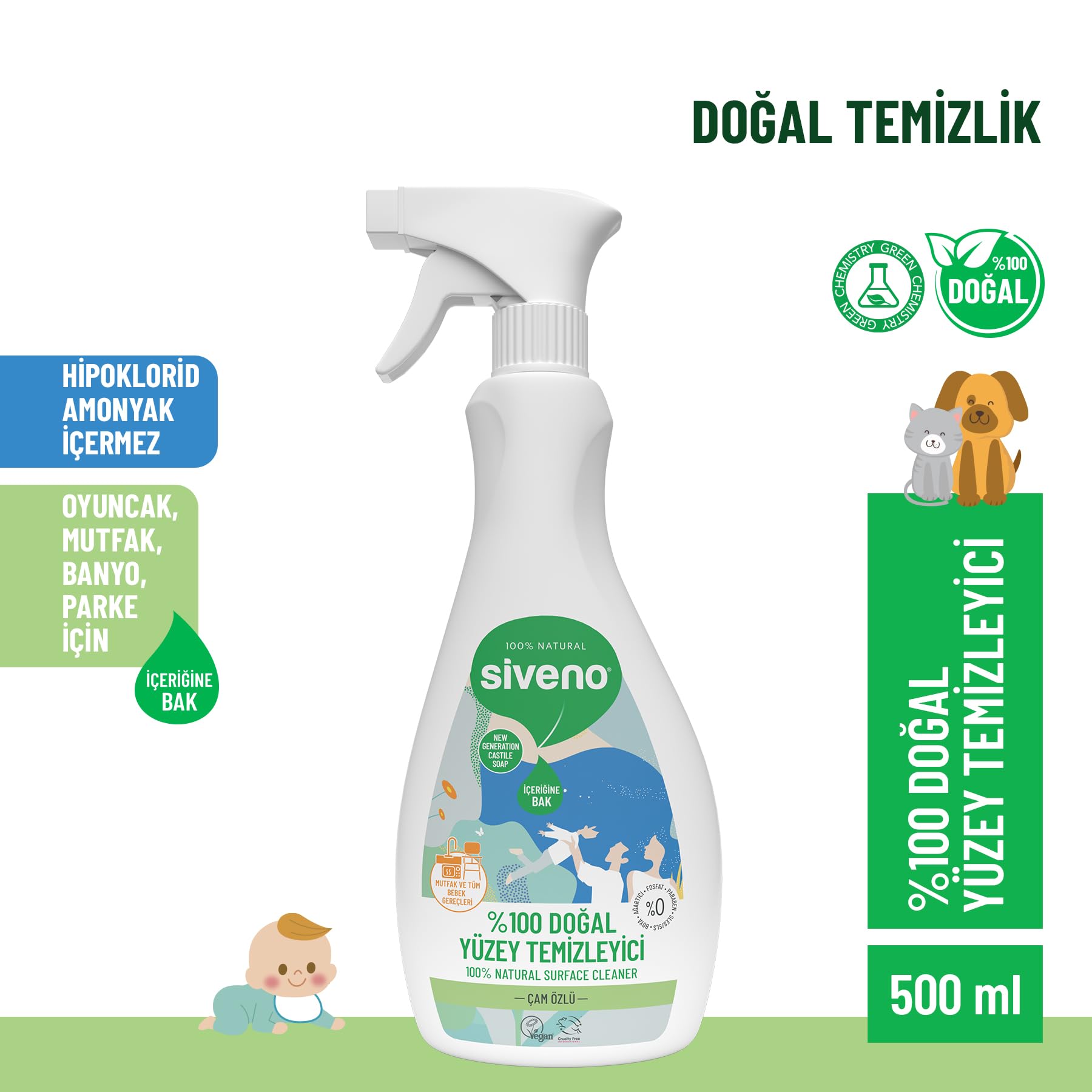 Siveno 500 ml Doğal Yüzey Temizleyici