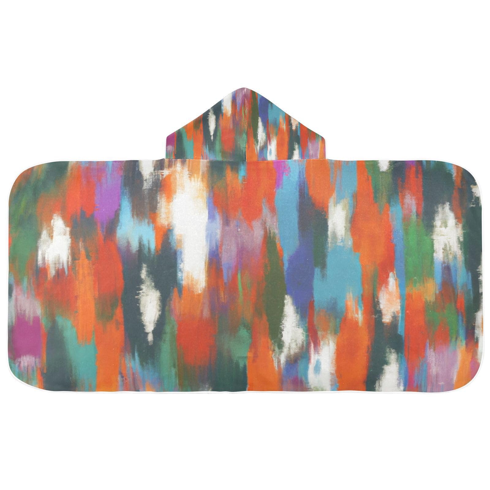 Kigai Colorful Pattern Hooded Beach Towel for Kids Soft Absorbent Quick Dry Bath Towel with Hood Lightweight Toddler Shower Pool Bath Wrap for Boys Girls