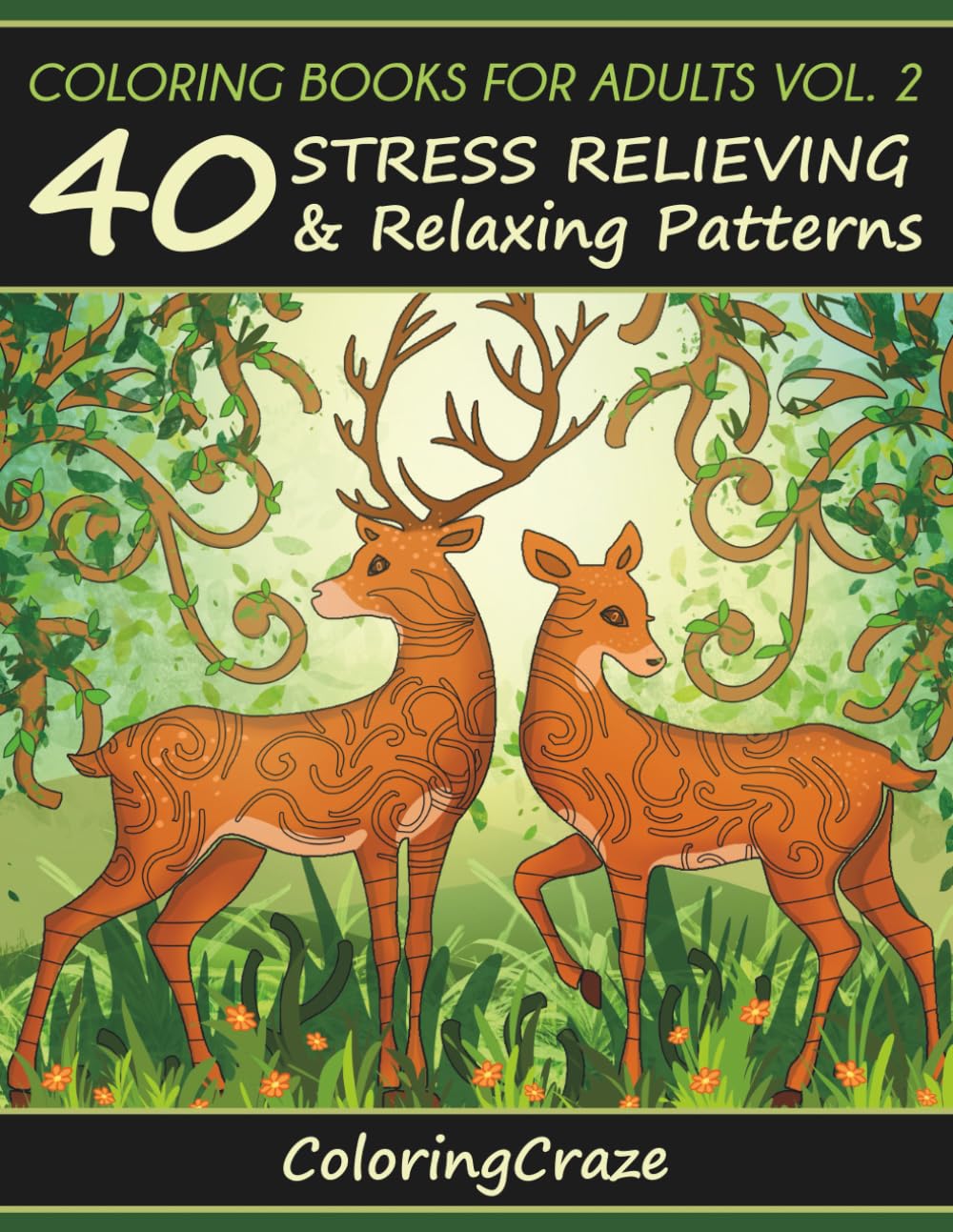 Coloring Books For Adults Volume 2: 40 Stress Relieving And Relaxing Patterns, Adult Coloring Books Series By ColoringCraze (Anti-Stress Art Therapy Series)