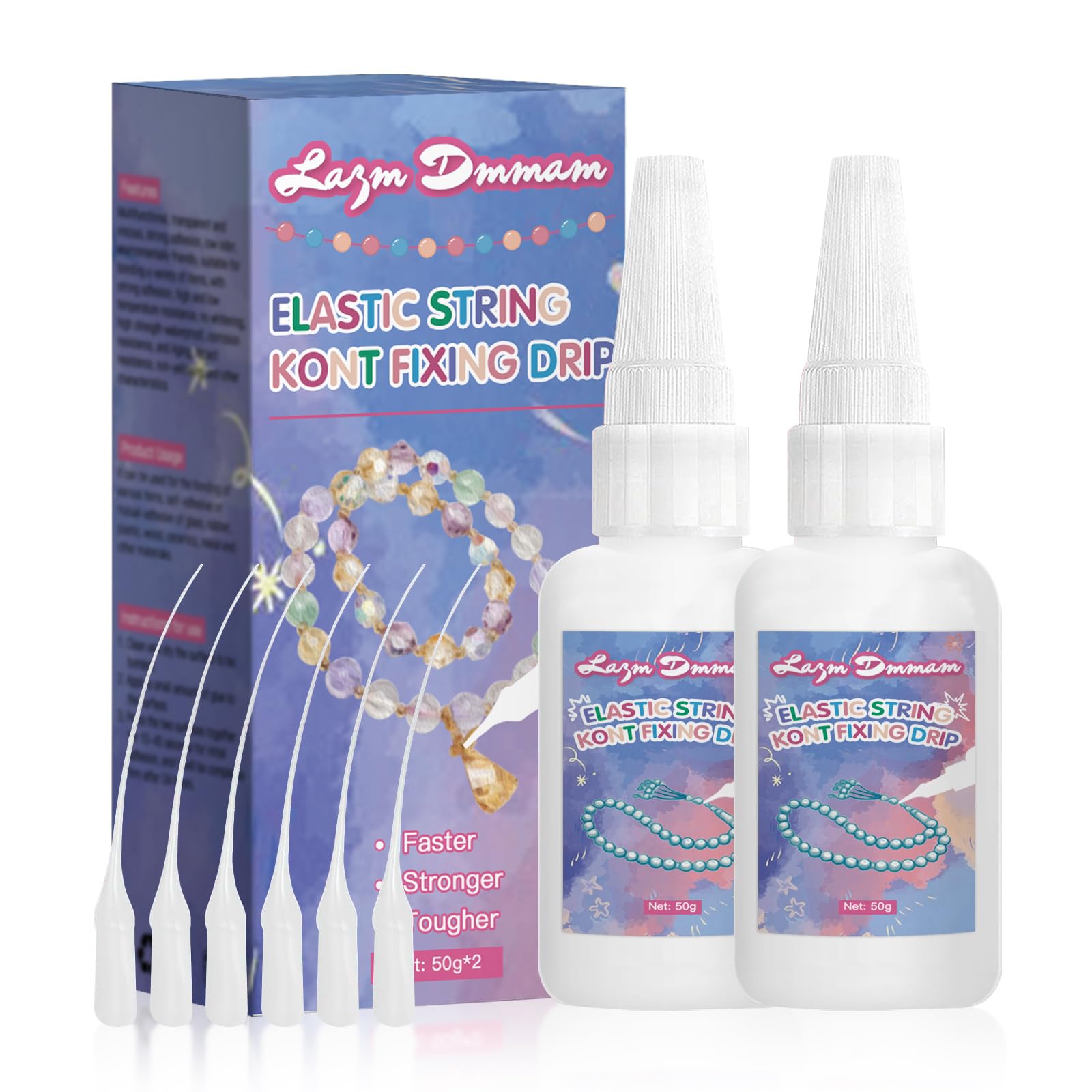 Professional Bracelet Elastic String Knot Fixing Drip 2x50g, Keep String Knot Stay Perfectly Tied for Clay Beads Bracelets, Clear Jewelry Bracelet Glue for Elastic String, Jewelry Making Supplies