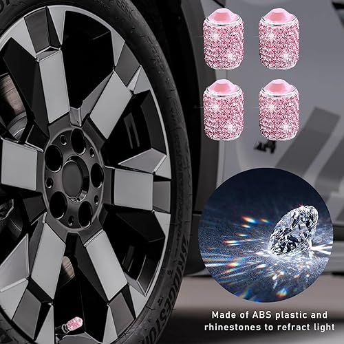 Miniatura 3 de Ziciner 4 tapas de vástago de válvula de neumático, cubierta de cristal hecha a mano con diamantes de imitación, accesorios exteriores de vehículos,