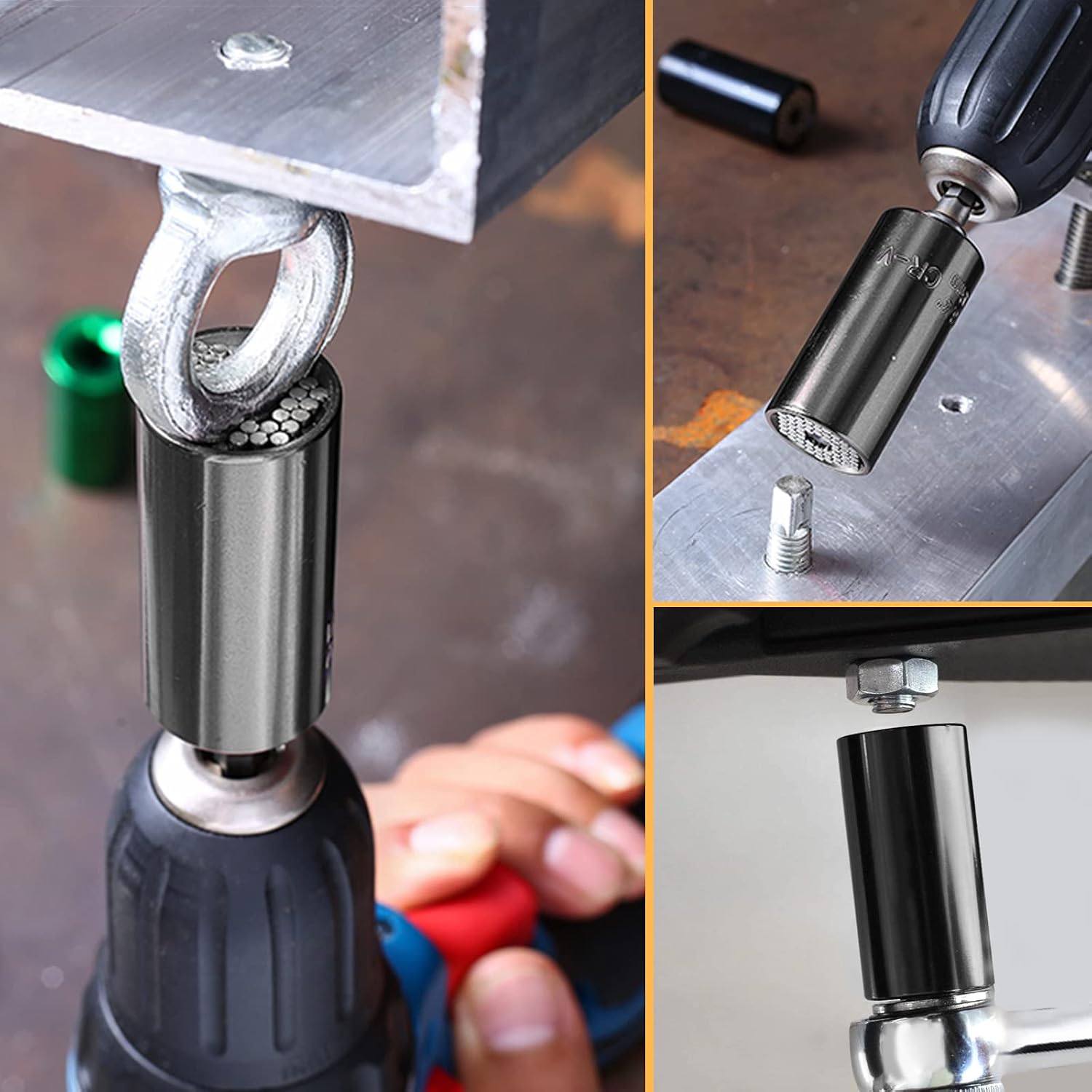 4 PCS Universal Socket Grip Tool Gifts for Men Dad, Super Socket Set 1/4''-3/4'' Multi-Function Socket Wrench Power Drill Adapter Ratchet Gadgets, Christmas Gifts for Men Women Husband Handyman
