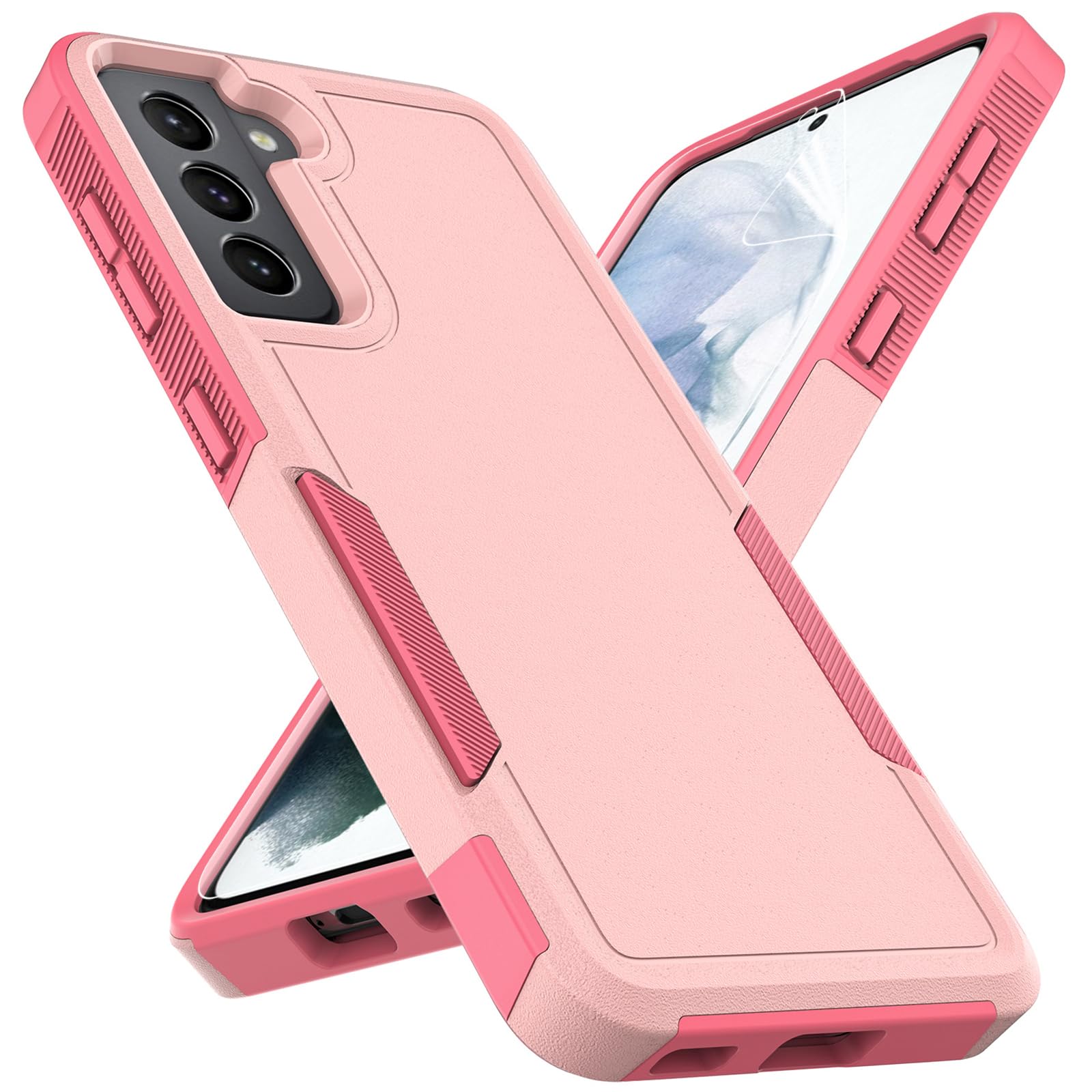 for Samsung Galaxy S21 Case: Dual Layer Protective Heavy Duty Cell Phone Cover Shockproof Rugged with Screen Protector - Military Protection Bumper