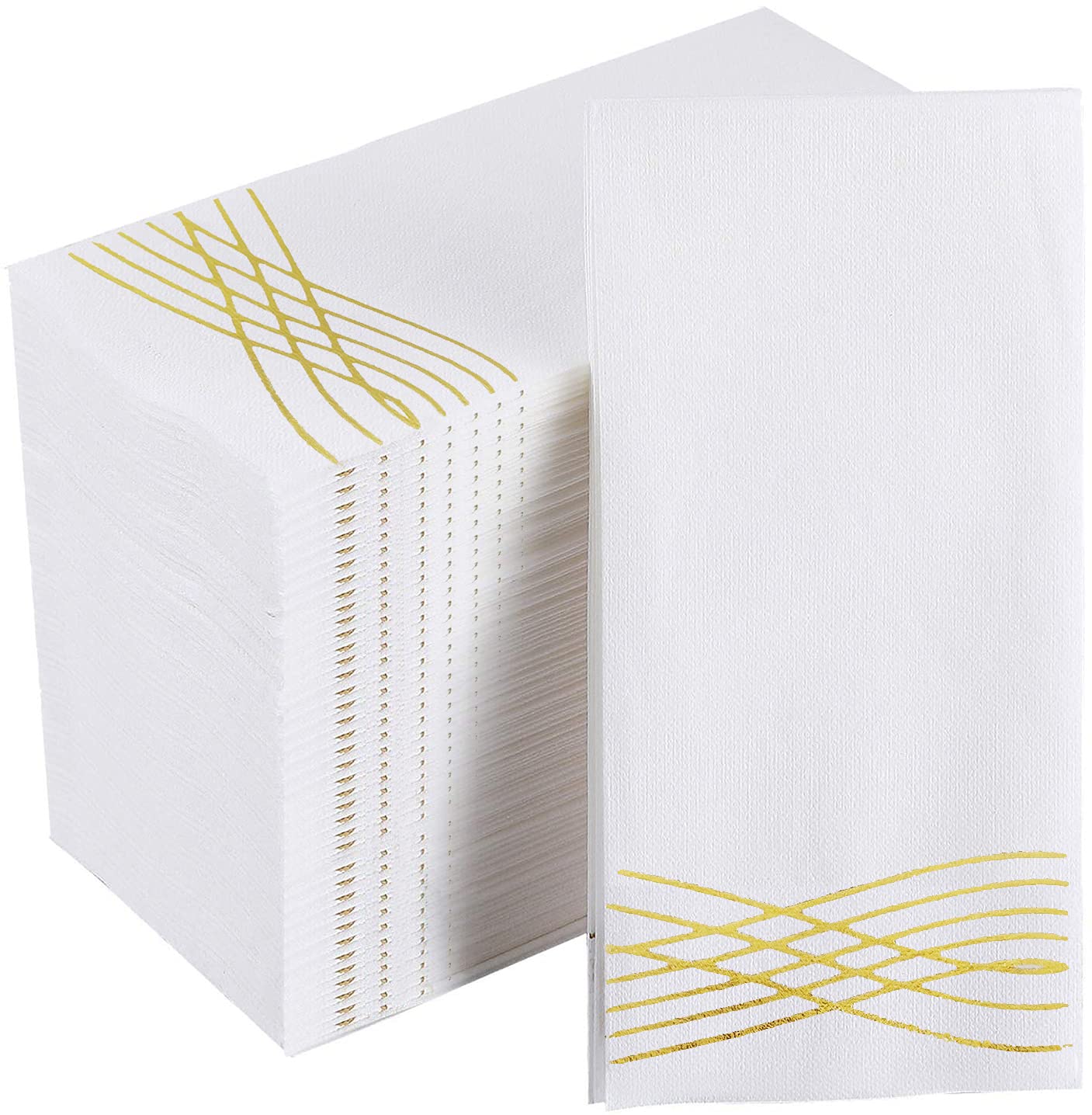 Disposable Hand Towels, Linen Feel Party Napkins, Cloth Like White Paper Napkin, Big Size 11.8×15.7 inches, Soft and Absorbent, Pack of 100(Gold)
