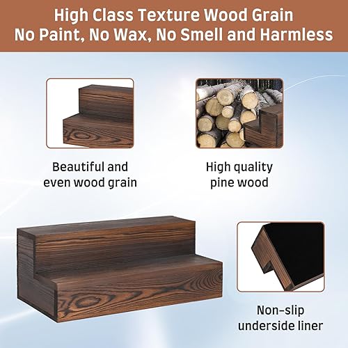 Miniatura 4 de Estante de exhibición de botellas de licor, paquete de 2 estantes de barra de madera, estante de vino de mesa, soporte para botellas para exhibición