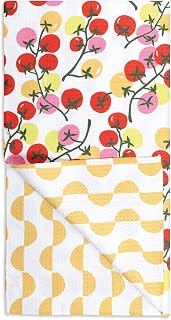 Vibe by MÜkitchen Premium Quick Dry Dual Sided Design Oversized Tea Towel | 85% Recycled Materials | 18x30 (Cherry Tomatoes)
