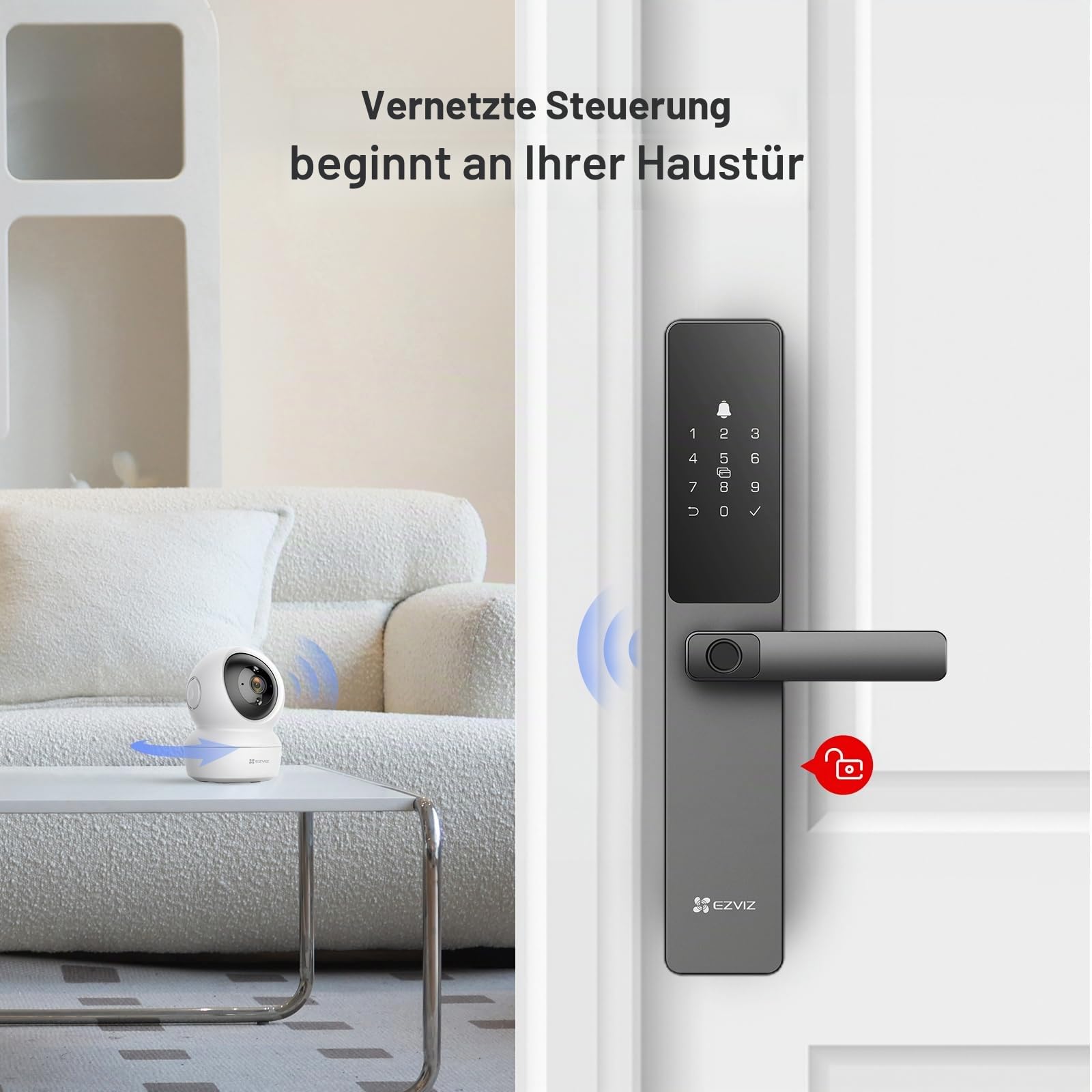EZVIZ Intelligentes Türschloss DL05, 7-in-1, schlüsselloses Türschloss mit Fingerabdruck-Zugang – sicherer schlüsselloser Eingang, mehrere Entriegelungsoptionen, sofortige Benachrichtigungen
