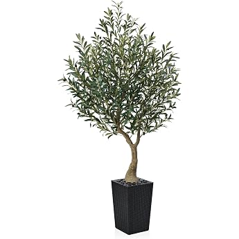 VeriNatural Olive Tree Artificial 180 cm - Artificial Plant Large UV-resistant artificial tree like real with black cone-shaped pot - Ideal for living room office garden and indoor & outdoor decoration VN137
