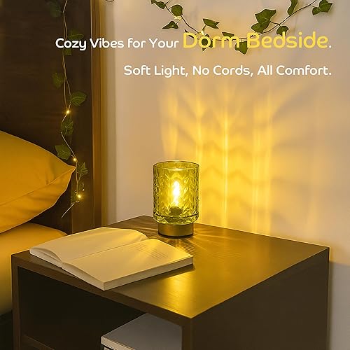 Miniatura 5 de Lámpara a pilas con temporizador, pequeña lámpara de mesa con bombilla LED, lámparas inalámbricas de vidrio junto a la luz de mesa para sala de
