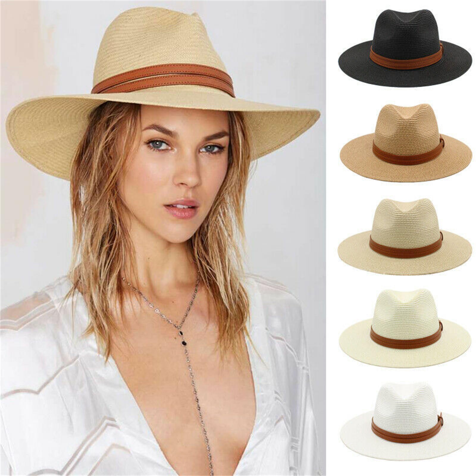 Cappello Panama Cappello Paglia Oversize Cappello da Traspirante con Catena Intrecciata per Uomini, Donne e Bambini Eleganti Protezioni Solari