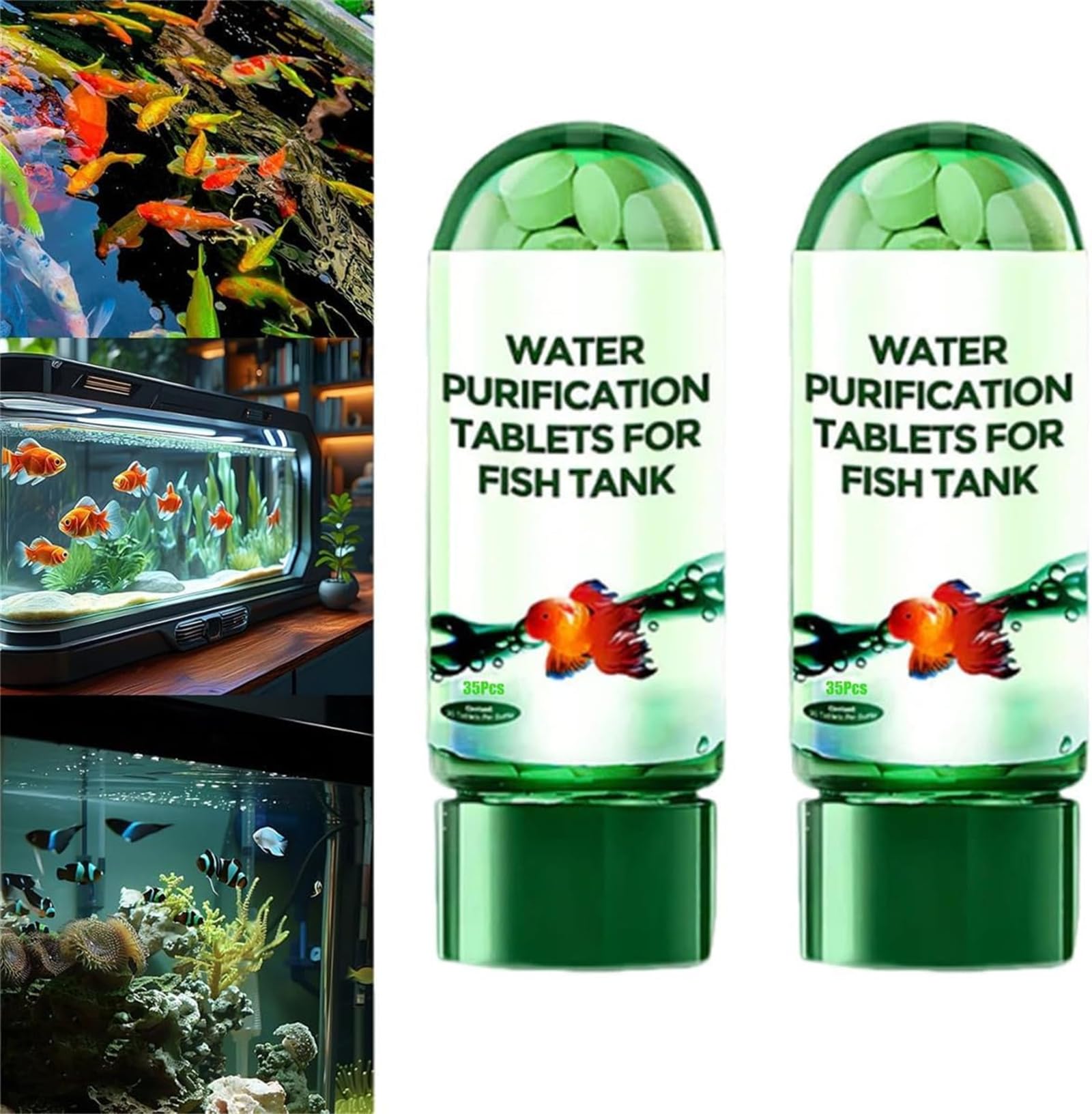 Powerful Aquarium Water Purification Tablet, Water Purification Tablets, Fast-Acting Fish Tank Cleaner, Remove All Kinds of Turbidity from Fish Tank Wate, Improve Water Quality (2Pcs)