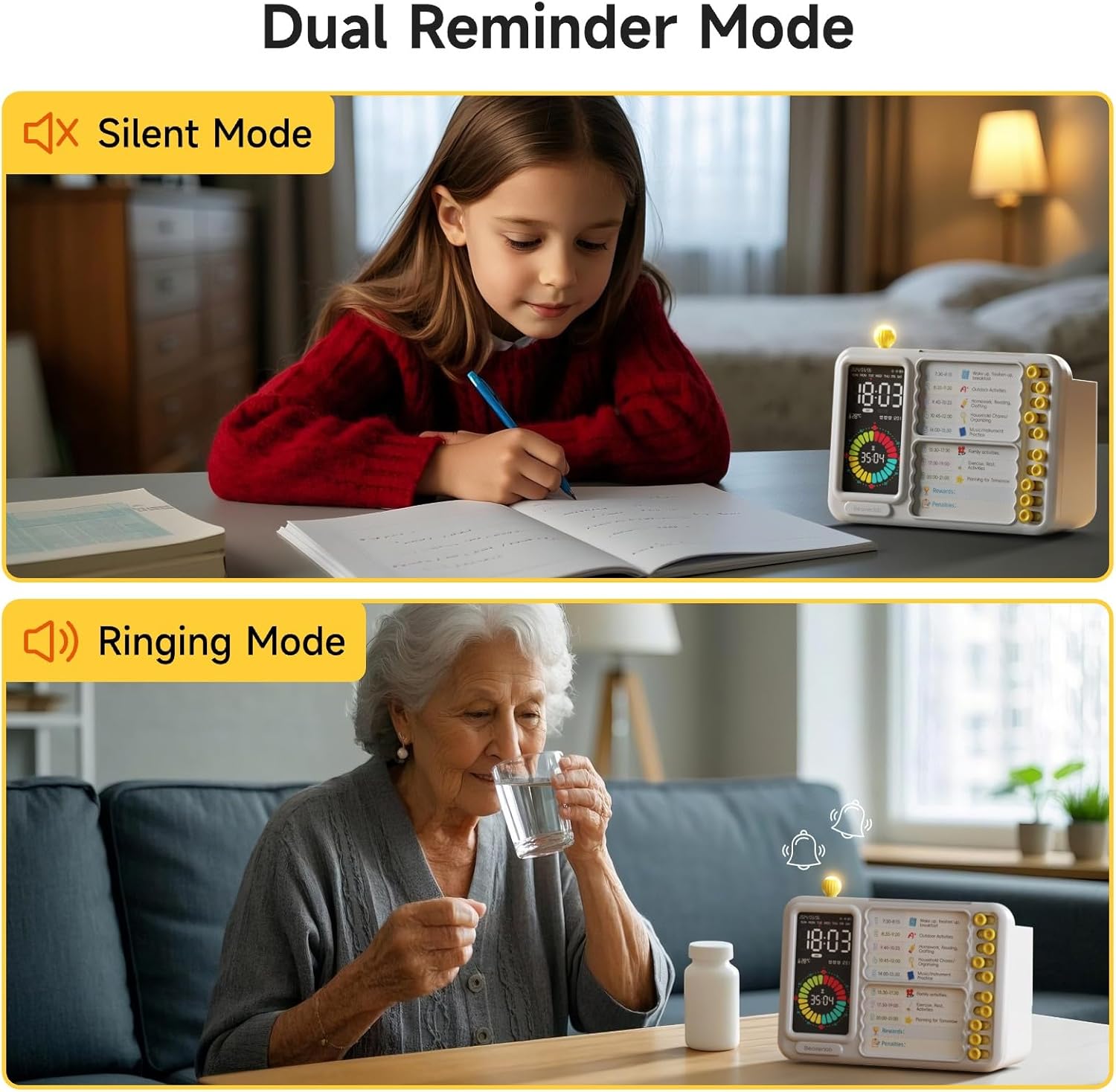 Visual Timer for Kids Adults, ADHD Timer with Planning Board for Schedules, Task Timer Toddler Visual Timer Silent Time Timer for Home Classroom