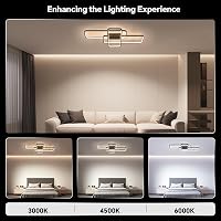 BAYHT Geometrikus LED Mennyezeti Lámpa - 70W 8400LM Távirányítós Fényerőszabályzós Világítás 3000K-6000K - Fekete Alumínium Modern Lámpatest 3