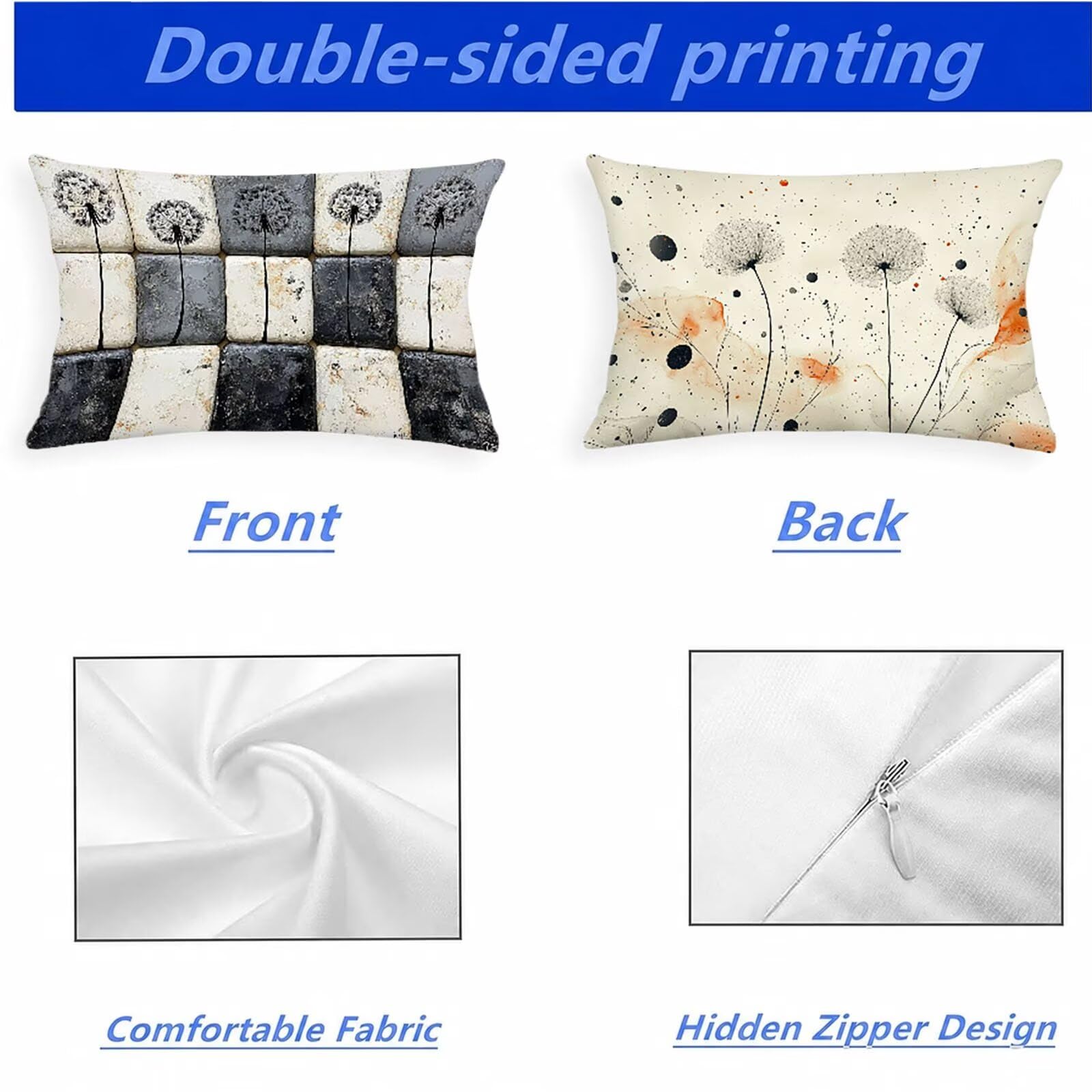 Federe Cuscino 60x80 Set di 2, Crema Federe Cuscini Divano Lino, Rettangolari Copricuscini 60x80cm Con Cerniera Invisibile, Copricuscino per Camera Letto Casa Decorazioni Regalo, Semplice kj-2238