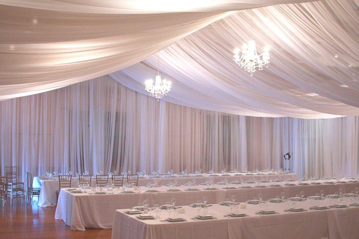 84 Inches Wide Pure White Voile Net Curtain Wedding Drape Fabric (Pure White, 84" Wide X 20 Meter Long)