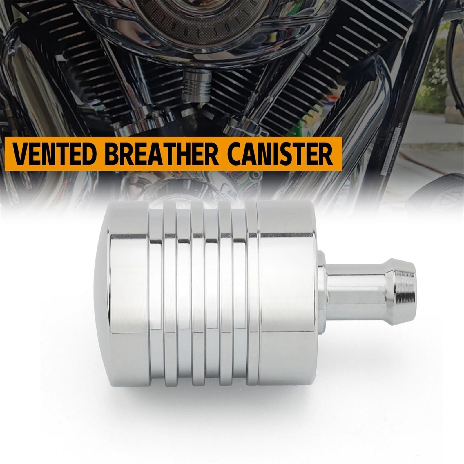 Reniflard de moteur ventilé, carter de vilebrequin, collecteur d'huile de boîte de vitesses, adapté aux Harley Custom en aluminium Crankcase Ventilation System PCV System Oil(Chrome)