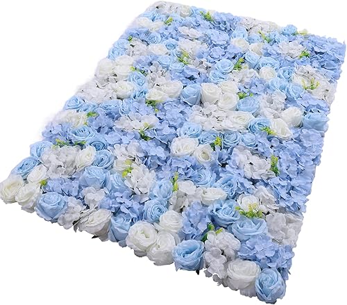 Vista 34 de 20 paneles de pared de flores artificiales, decoración de pared de 24 x 16 pulgadas, paneles decorativos de flores de hortensias para el hogar, 20