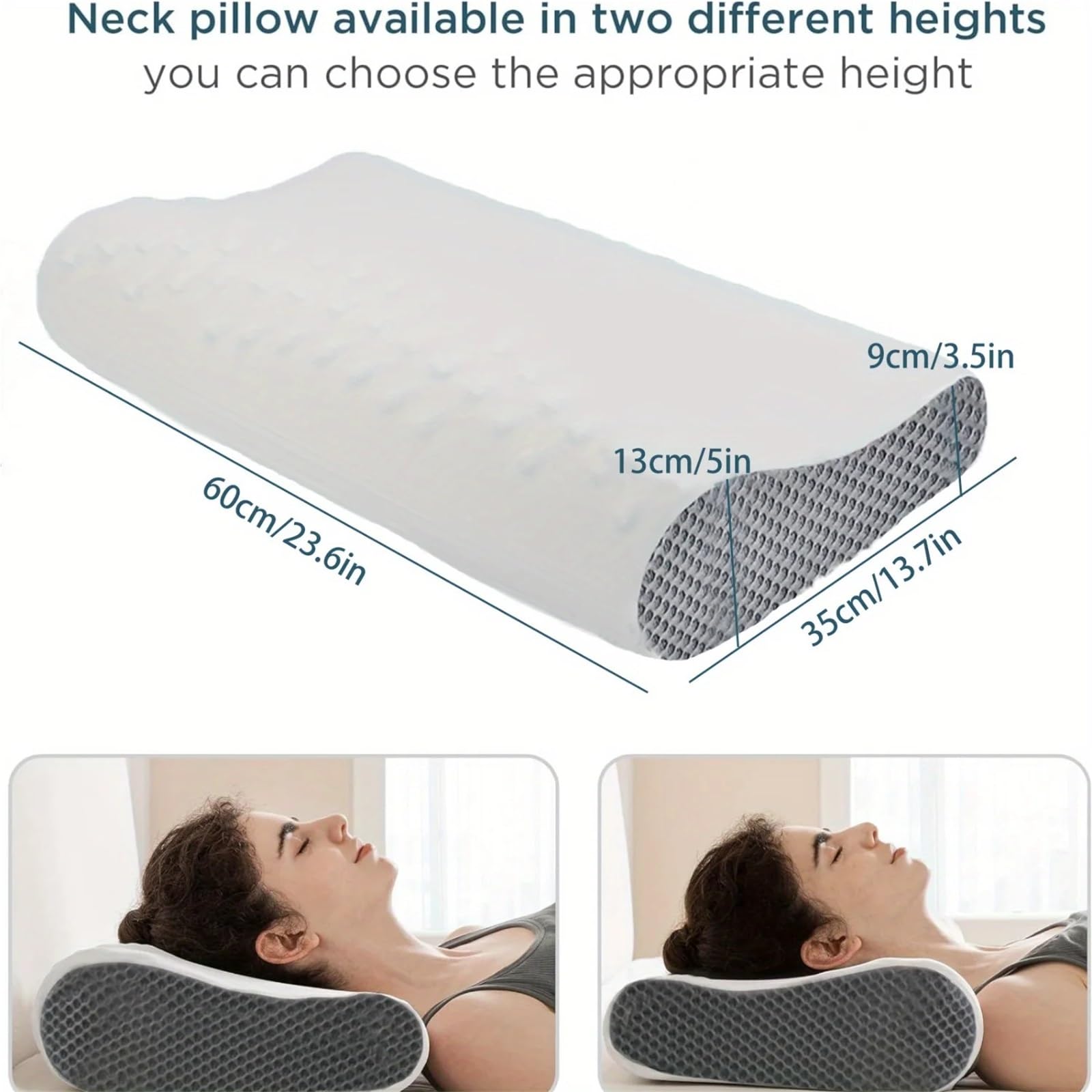 Cuscino Refrigerante Cuscino da viaggio ergonomico in memory foam, 1 pezzo, cuscino ortopedico cervicale rinfrescante for dormire su un fianco, sulla schiena e sulla pancia.