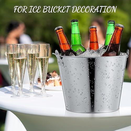 Miniatura 5 de Zopeal 24 cubos de cerveza galvanizados con asa, cubos de hielo de metal con palas y pinzas para beber cerveza, verano, piscina, fiesta, boda, mesa,