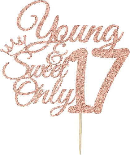 Miniatura 2 de Young and Sweet Only 17 - Decoración para tartas de cumpleaños de 17 años, diseño de reina bailarina 17, decoración de fiesta de cumpleaños de 17