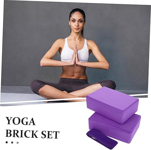 Miniatura 9 de NOLITOY Juego de 3 piezas de bloques de yoga y correa, ladrillos de espuma EVA antideslizantes con cinturón de resistencia para pilates,