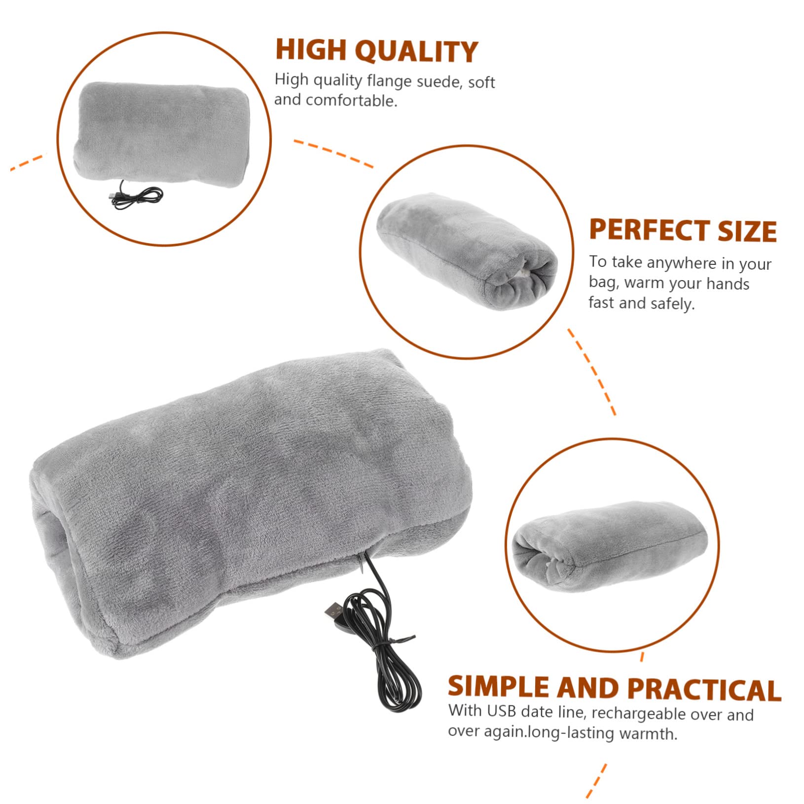 YARNOW Cuscino Scaldamani Portatile Scaldino Invernale Da Donna Tappo Silenziatore Di Peluche Peloso Elettrico Borsa Scaldavivande Appesa Scaldamani Riscaldato Operato Grey Flanella