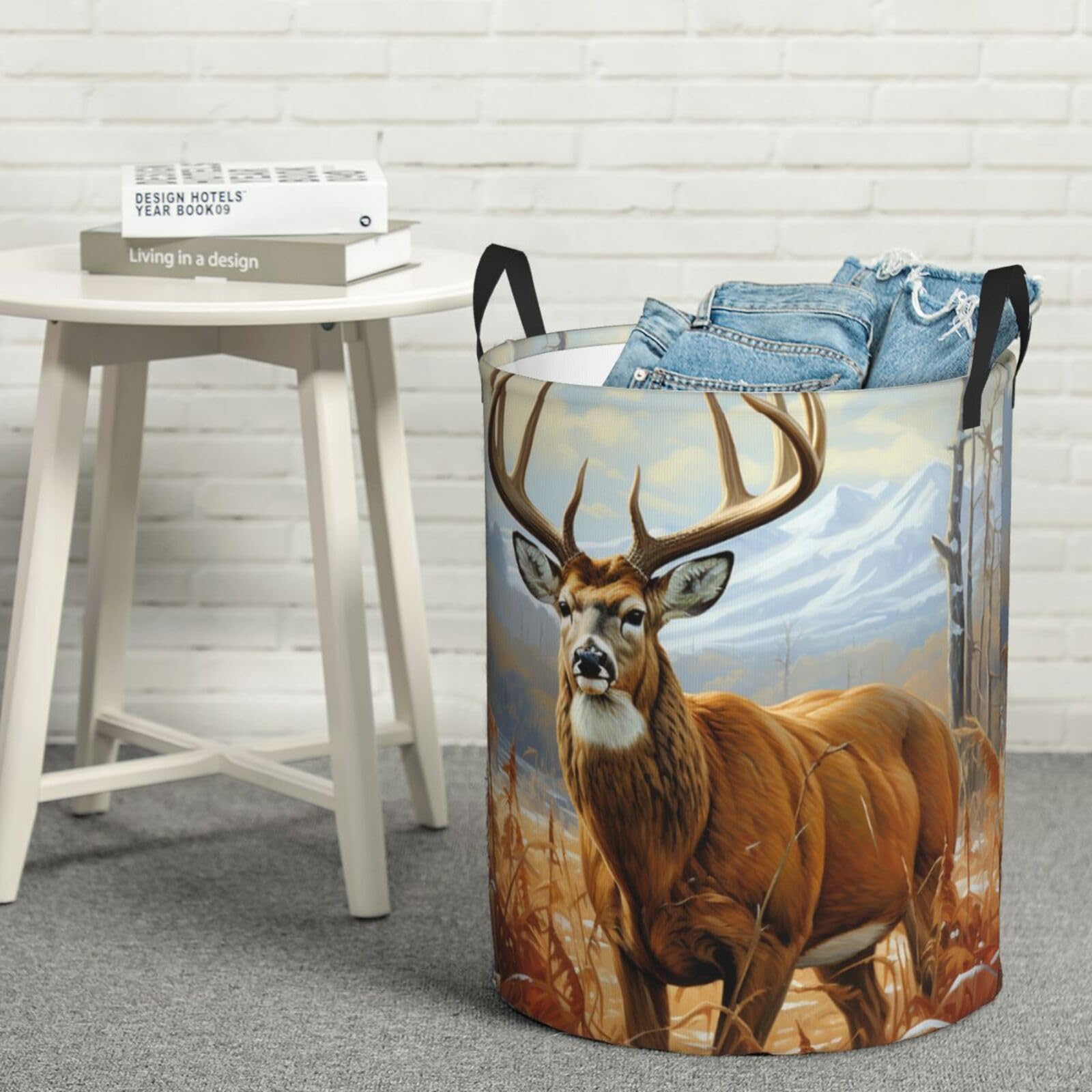 Vduck Black Large Laundry Basket Buck Deer Laundry Hamper Dirty Clothes Hamper For Laundry Collapsible Waterproof Laundry Baskets Decor Basket For Bedroom Living Room