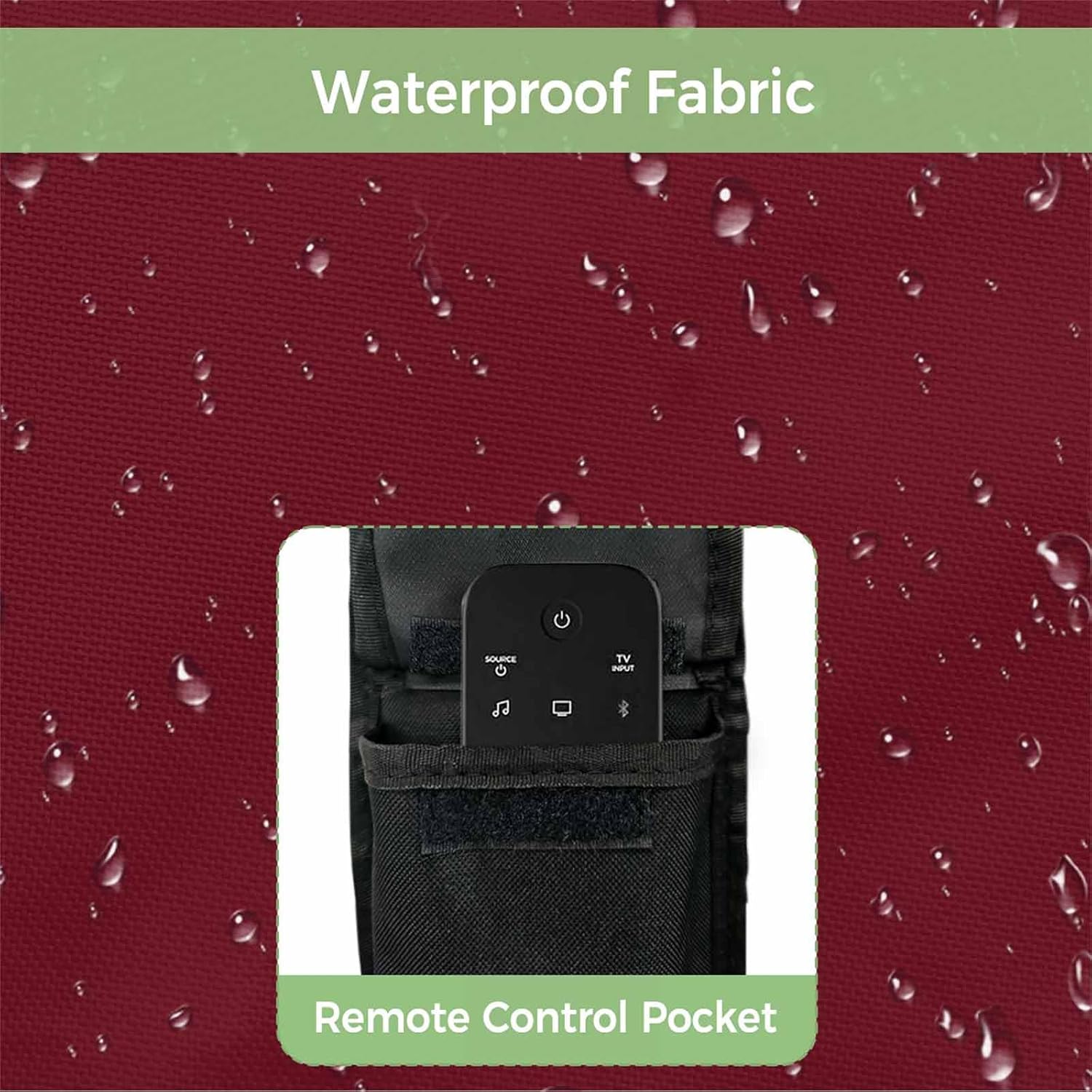 Outdoor TV Cover 43 Inch Solid Color TV Enclosure Wine Red TV Covers for Outside TV Display Screen Protector with Remote Control Pocket Home Decor