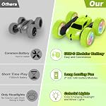 Voitures de télécommande pour enfants, RC Jouet de voiture Stunt 2,4GHz double face 360° Rotation, mise à jour USB-C Batteries modulaires avec LED Lumières, 5 6 7 8 9 10+ Année Vieux Garçons Filles Cadeau d'anniversaire Vert