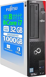 【整備済み品】 【Amazon.co.jp 限定】富士通 デスクトップPC ■第8世代Core i7-8700/MS & Office 2019/Win11 Pro/USB 3.0/DVDドライブ/Displayport対応/高性能/初期設定済 (6)第8世代 i7/メモリ32GB/SSD:1000GB)
