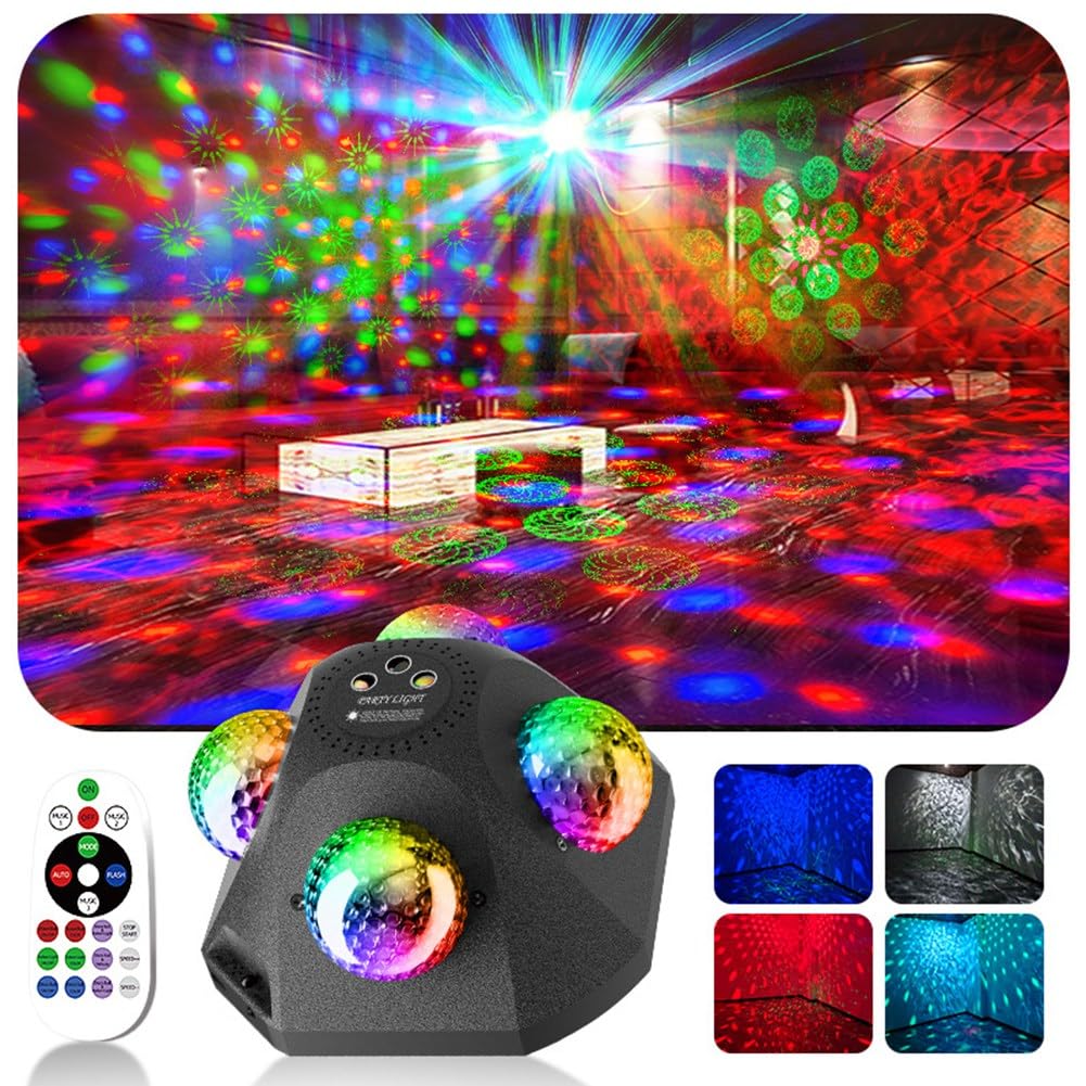 Discokugel-Partylichter für Drinnen und Draußen, DJ-Lichter, Discokugel-Dekoration, Stroboskoplicht für Partys, 4 Discokugeln, Sound, EU-Stecker
