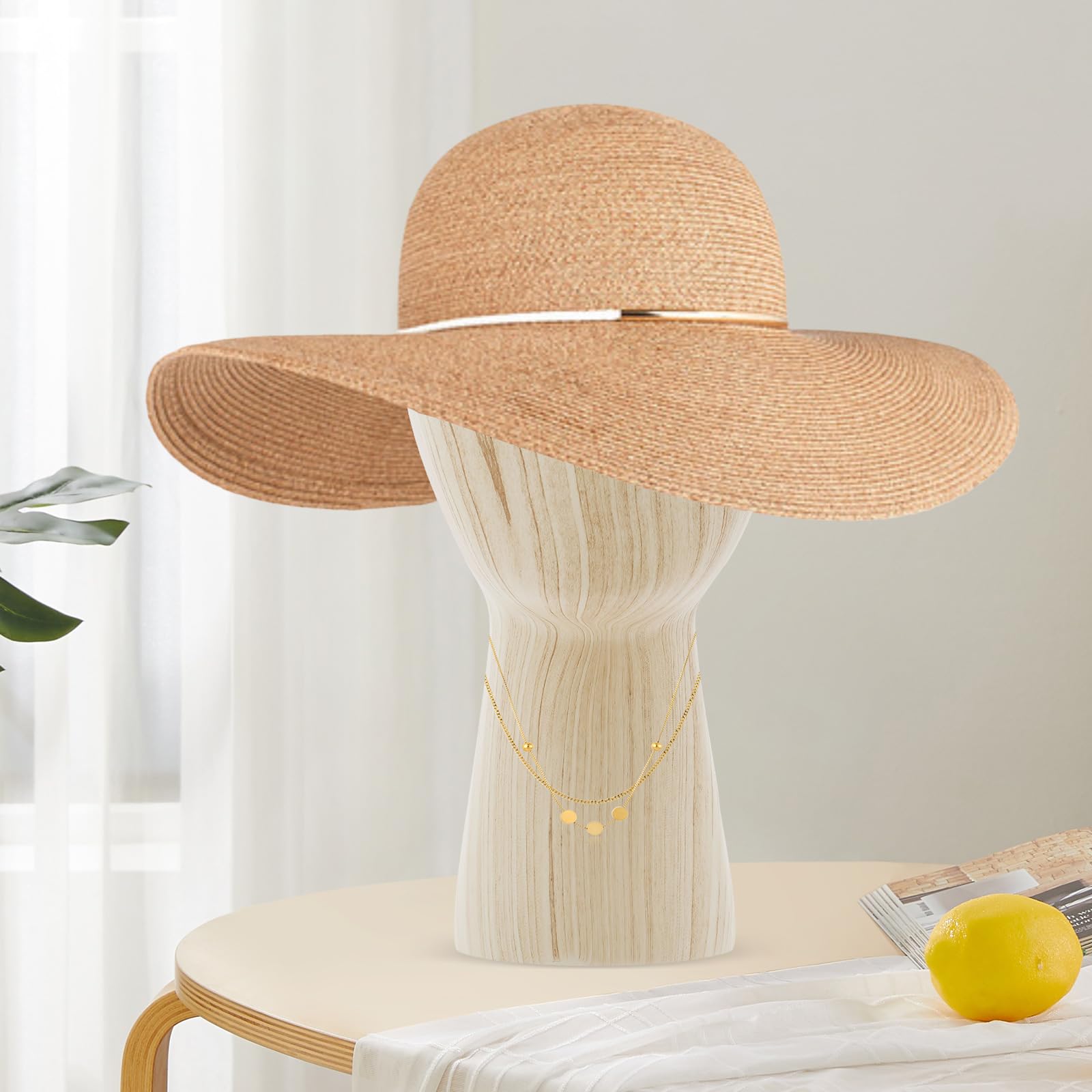 Supporto per parrucca e cappello beige con testa di manichino, testa di manichino, per negozi, parrucchieri, negozi di cappelli, 32 cm