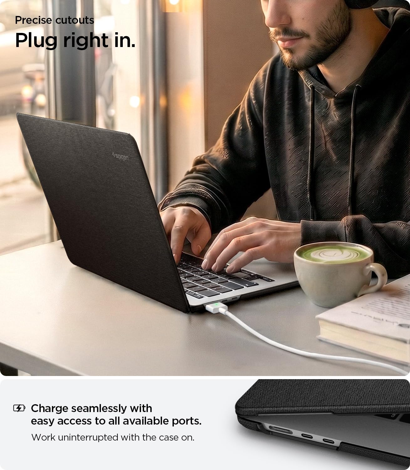 Spigen Cover Urban Fit Compatibile con MacBook Air 15 pollici 2026 M5 / 2025 M4 / 2024 M3 / 2023 M2 A2941, Custodia in Tessuto Anti-Impronta e Antigraffio - Nero