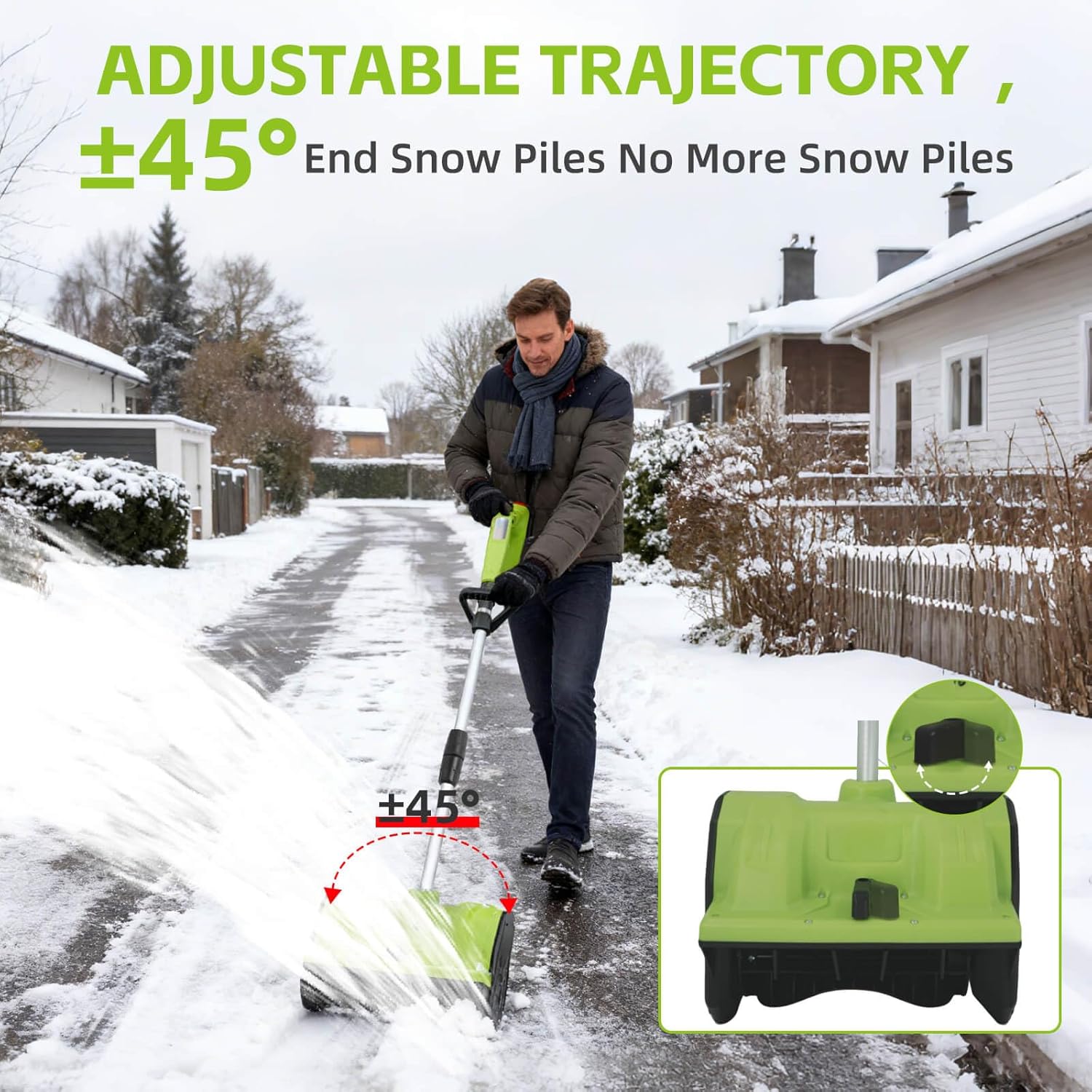 Electric Snow Shovel, Snow Blower Cordless, 21V | 12-Inch | 2X 4.5 Ah Batteries & LCD Display, Battery-Powered Snow Removal with Directional Plate and 20FT Throw Distance for Patio, Driveway