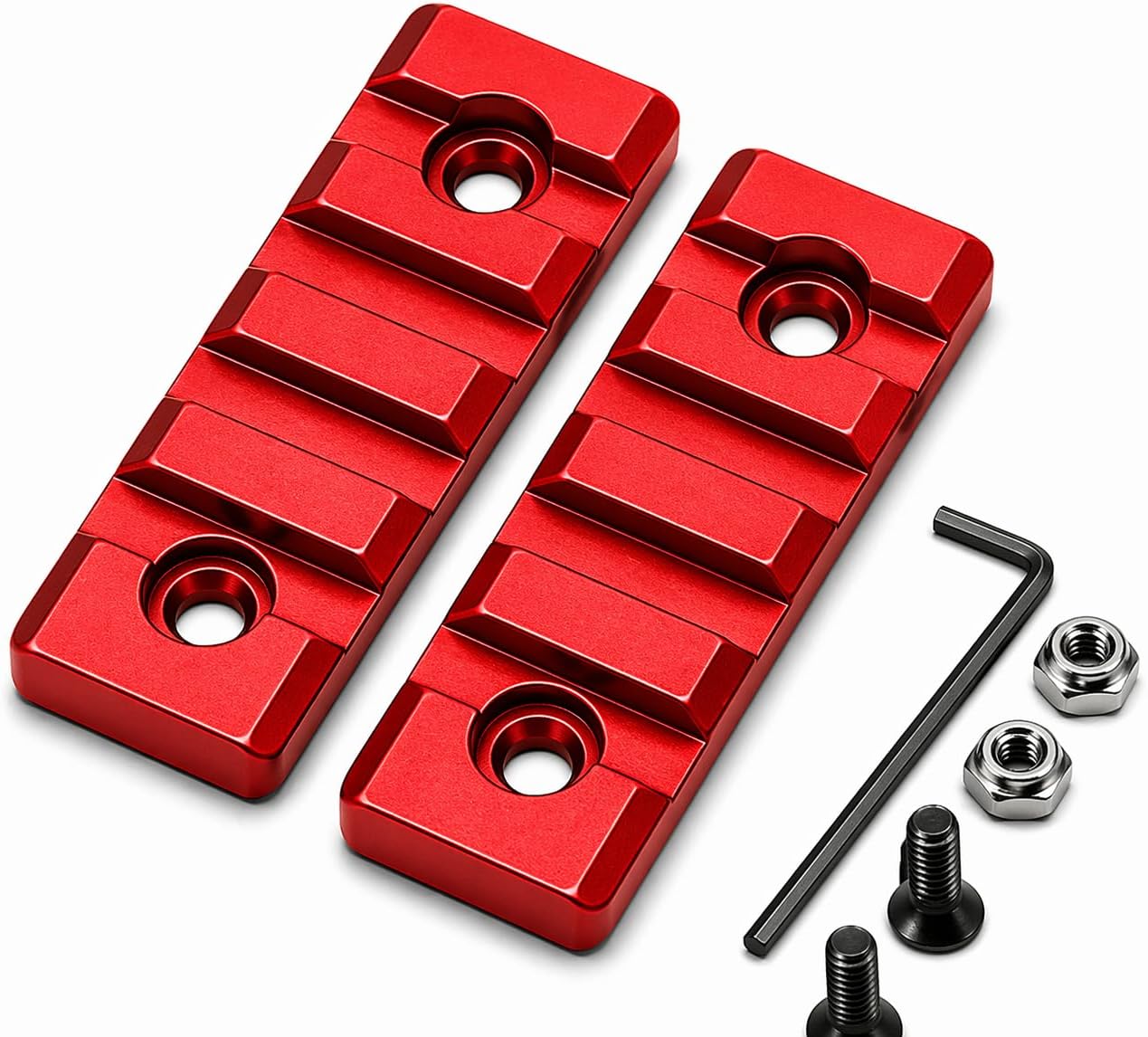 Combo of 4-45 Degree Offset Mount, 5 Slot, 3 Slot Rail with Quick Detach QD S l i n g S w i v e l Mount Kit-Push Button in Durable Material in red
