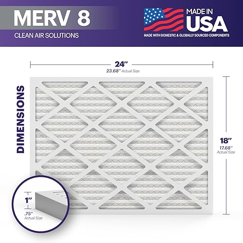 Miniatura 2 de BNX TruFilter 18x24x1 Air Filter MERV 8 (6-Pack) - MADE IN USA – Dust & Pet Defense Electrostatic Pleated Air Conditioner HVAC AC Furnace Filters