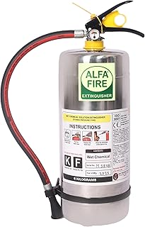 Alfa Fire 6L Kitchen Fire Extinguisher – Stainless Steel Body | Oil Fire Specialist | ISI Marked | Long Throw & Easy Opera... Price In India