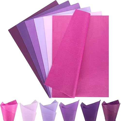 Koogel 330 hojas de papel de seda morado, papel de seda de Halloween para bolsas de regalo, 14 x 10 pulgadas, papel de regalo para manualidades,