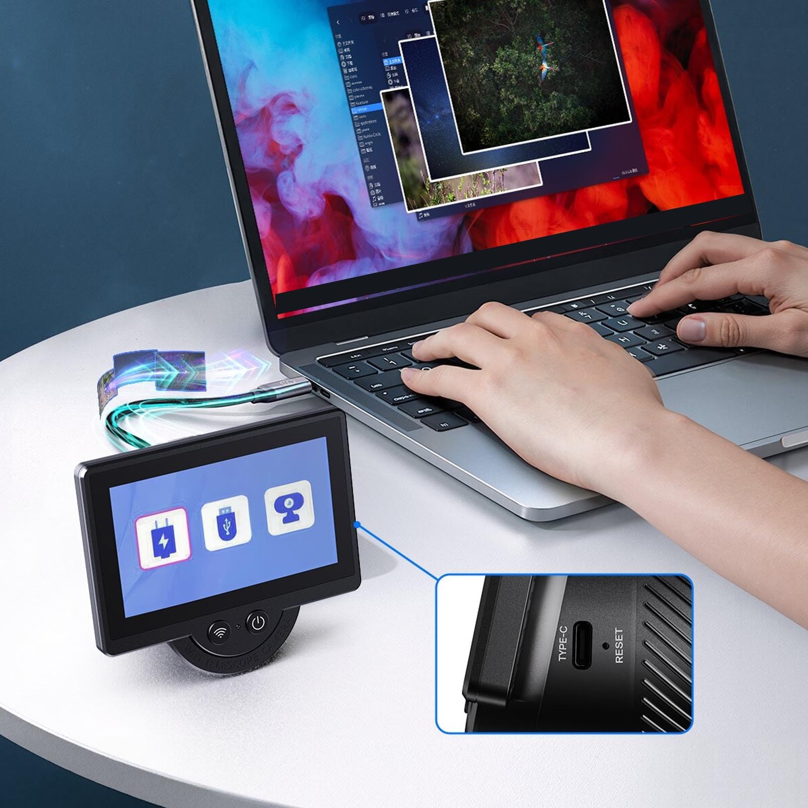 Bewinner Caméra D'oculaire électronique WiFi avec écran de 4,3 Pouces pour L'observation et L'enregistrement de Télescope Numérique, Convient aux Télescopes 26mm-47mm Jumelles Microscopes