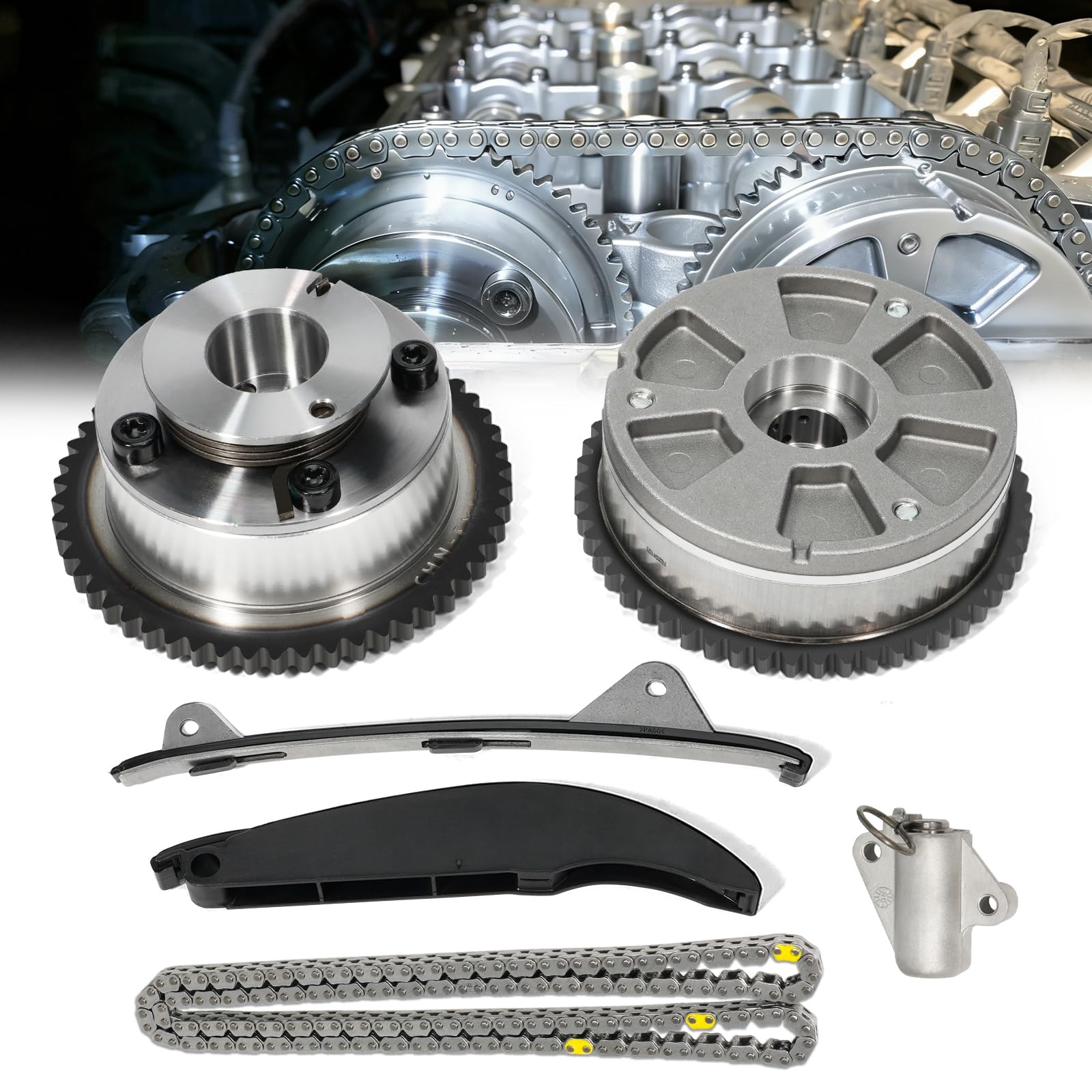 Photo 1 of VORGENS 24350-2E700 Timing Chain Kit, w/VVT Camshaft Sprockets Intake & Exhaust, Fits for 2017-2021 Hyundai Elantra Kona Veloster, 2017-2022 Kia Forte 2.0L - Replace 243212E010 24410-2E000 244102E000