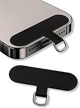 Black Pack of 2 Phone Tether Tab Universal Phone Lanyard Patch Without Adhesive, Cell Phone Replacement Pad Anti-Lost Attachment Hanging Metal Ring for Smartphone Mobile Safety Wrist Strap
