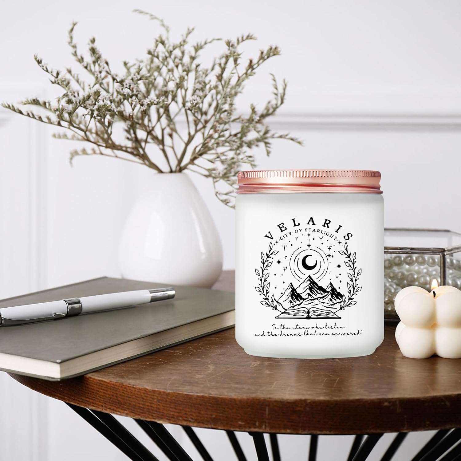 Maybeone Acotar Merch, Gift for Book Lovers, Readers, Acotar Merchandise for Bookworm - 7 Oz Velaris City of Starlight Candle