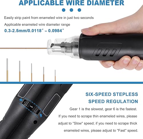 Miniatura 3 de Máquina peladora de alambre magnético inalámbrico 2000mAh 50W para alambre esmaltado 0.0118 "-0.0984", pelacables esmaltados de mano con batería