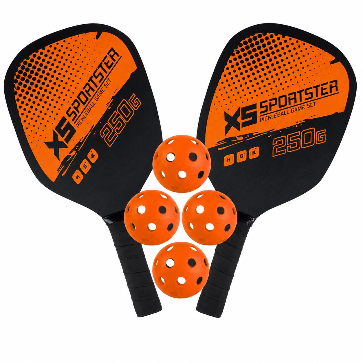 Pickleball Paddle Set with 2 Lightweight Rackets 4 Perforated Balls and Portable Carry Bag Indoor Outdoor Pickle Ball Game Kit for Beginners Adults Teens Family Recreation and Training Orange Black-image-16