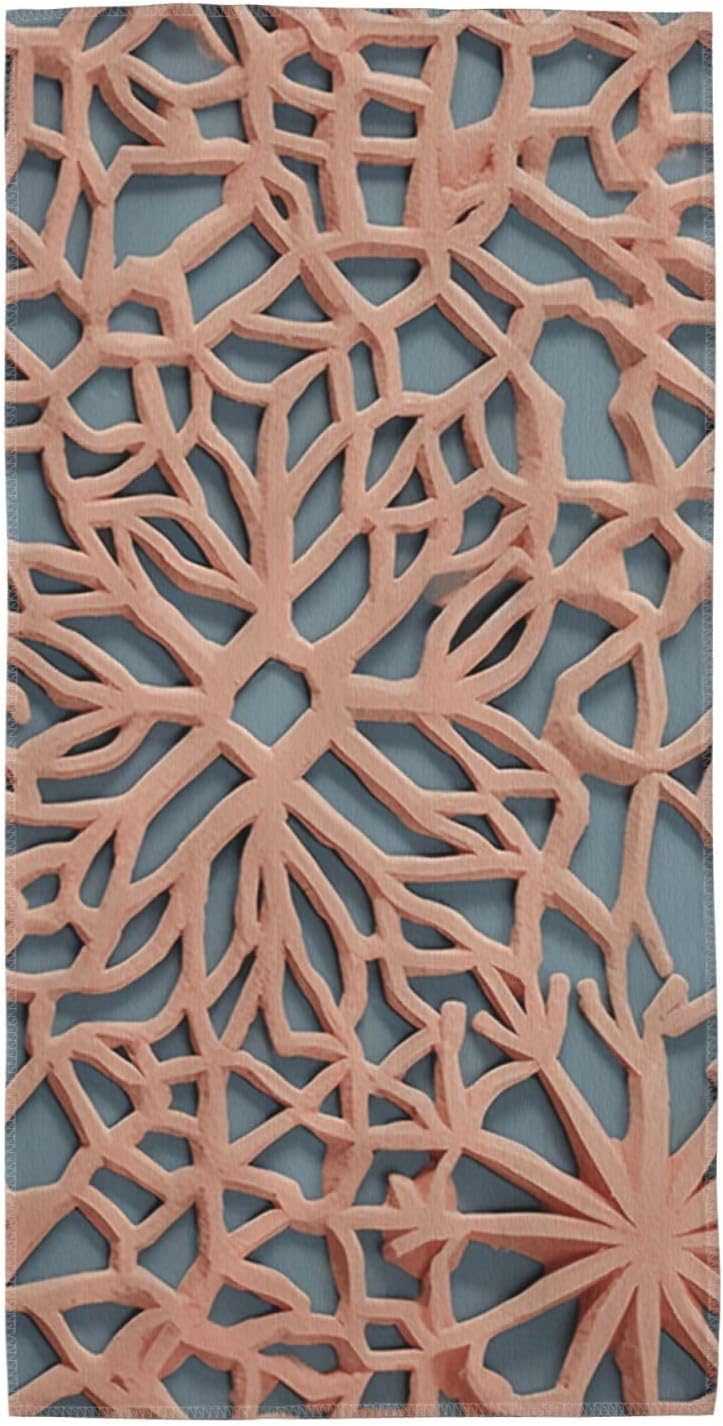 Hand Towels for Bathroom, Soft Absorbent Bath Towels Decorative Guest Towel Microfiber Face Towel Coral Coloured Patterns Kitchen Dish Towels for Home Hotel Gym Spa Yoga 13.8″X27.5″