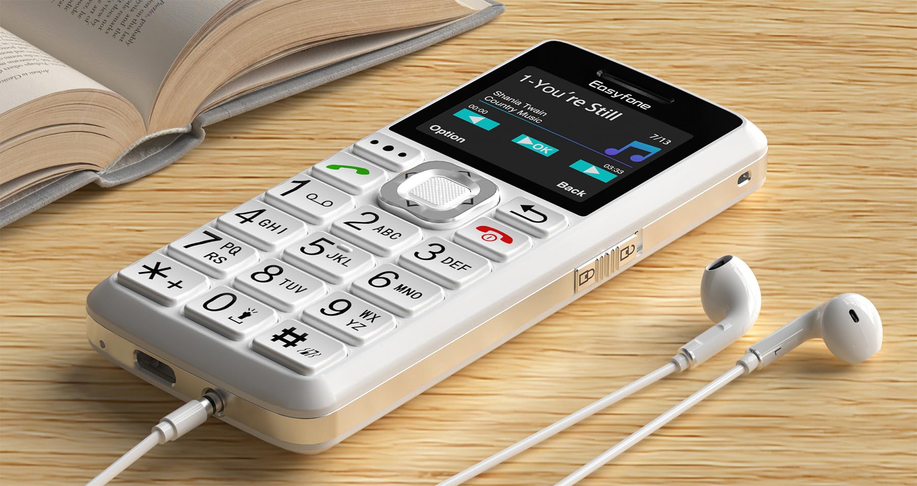 Easyfone T200 4G Mobiltelefon Tastenhandy ohne Vertrag für Senioren und Kinder mit Taschenlampe - FM-Radio - Bluetooth - SOS - Telefon mit großen Tasten (Weiß) | Einfache Bedienung